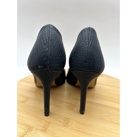 Pointed Toe Pumps Black Snake Print Stiletto Heels Classic Shoes size 8M - Picture 4 of 14